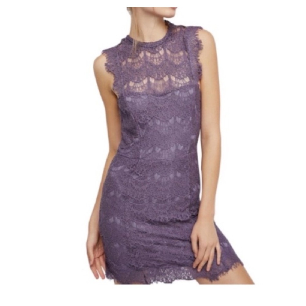 Intimately Free People Daydream Bodycon Slip Dress Purple Lace Open Back X Small - Picture 1 of 10